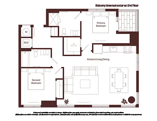 Floor plan 2 Bed - 2 Bath | bj2