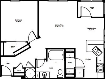 The Calico: 690 sq. ft. with a spacious living room, separate dining area, and screened-in patio or balcony for breezy downtime. The Calico: 690 sq. ft. with a spacious living room, separate dining area, and screened-in patio or balcony for breezy downtim