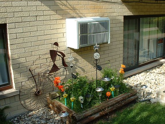 Small garden with solar ligh