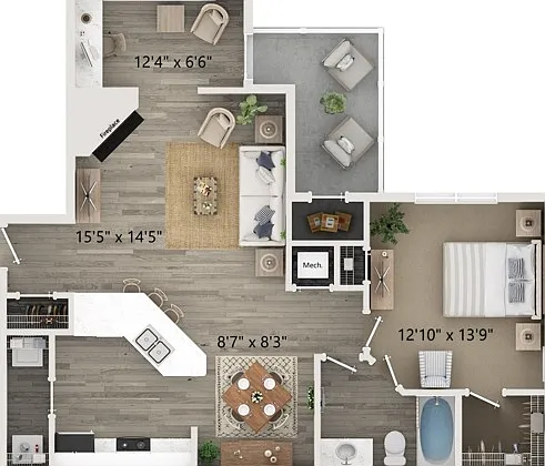 A2 One Bedroom Floor Plan A2 One Bedroom Floor Plan