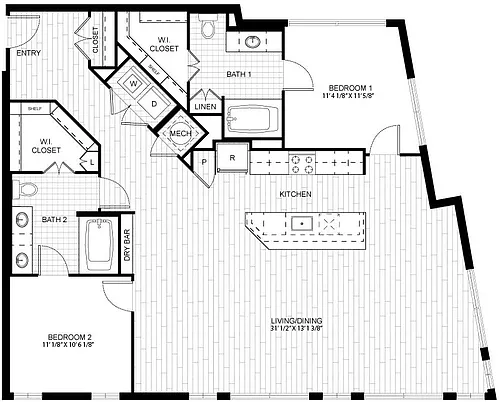 Floor plan 2 Bed/2 Bath-F.C03
