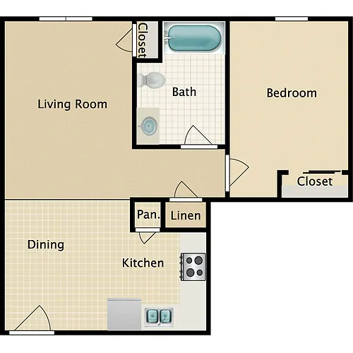 Floor plan 1BR 1 BA