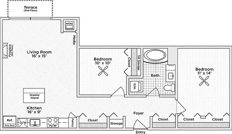 Floor plan 2 Bedroom - B6