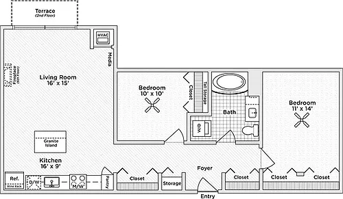 Floor plan 2 Bedroom - B6