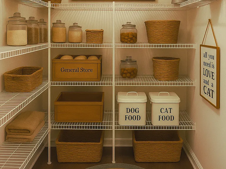 Pantries in every home located right of the garage entrance.