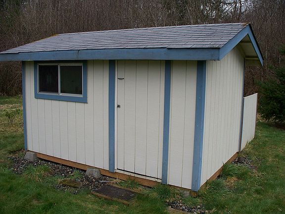close up of storage shed