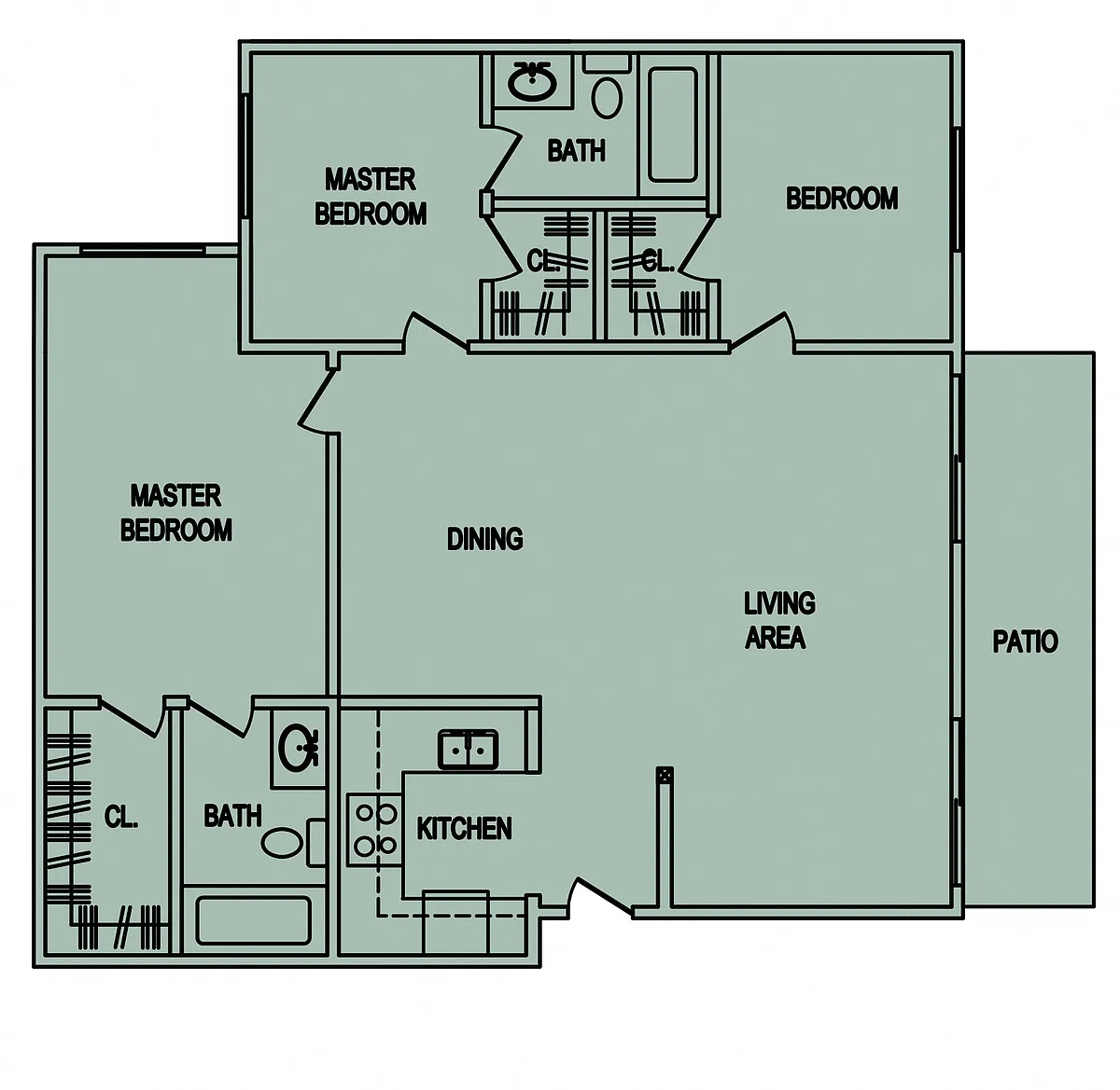 Floor plan 3 Bedroom/ 2 Bath