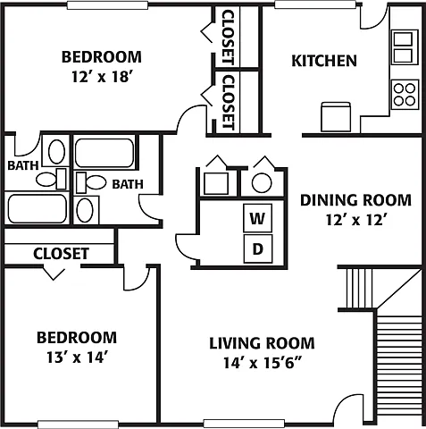 Floor plan Two Bedroom Ledges
