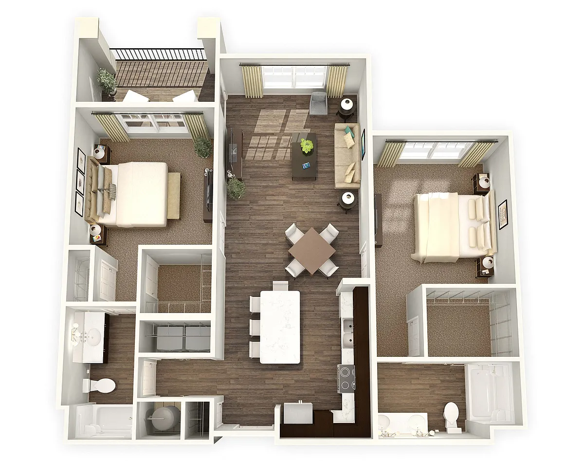 Floor plan 2BR 2BA (1110 SF)