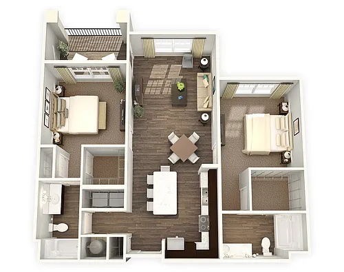 Floor plan 2BR 2BA (1110 SF)