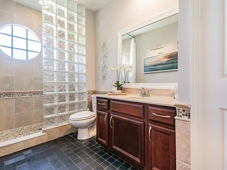 Upstairs Full Bathroom with Pebble Shower