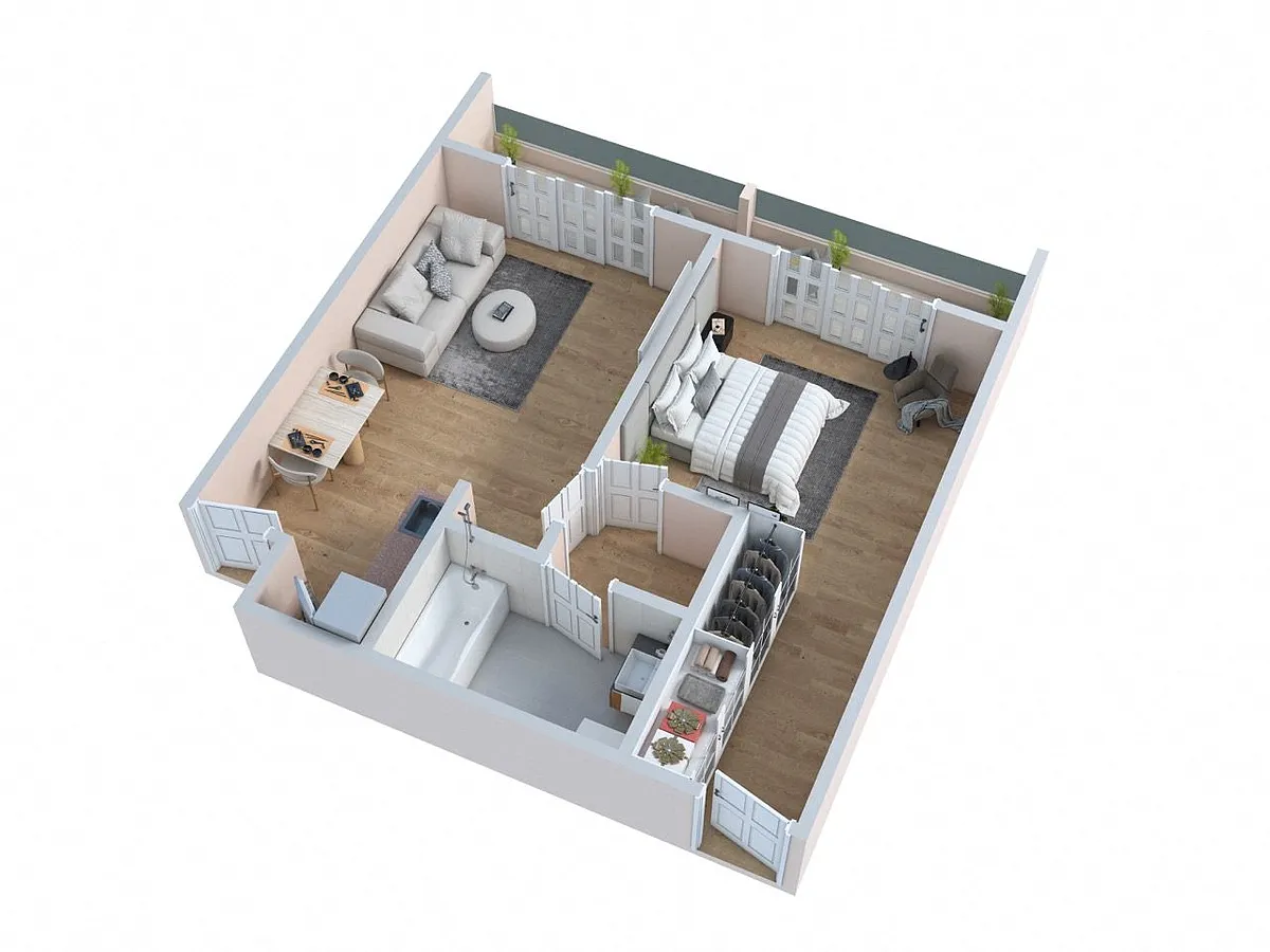 Floor plan The Olive - One Bedroom One Bath