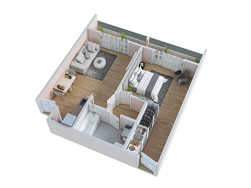Floor plan The Olive - One Bedroom One Bath