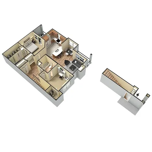 Floor plan Two-bedrooms Two-Baths