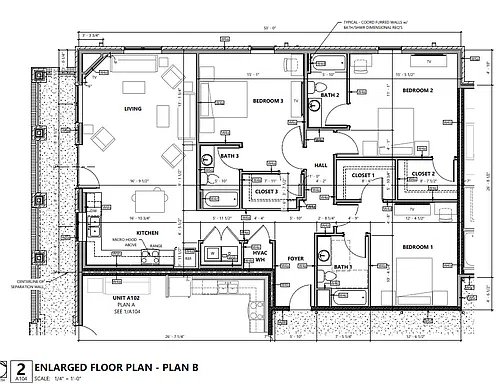 Floor plan 3 bed 3 bath with private balcony
