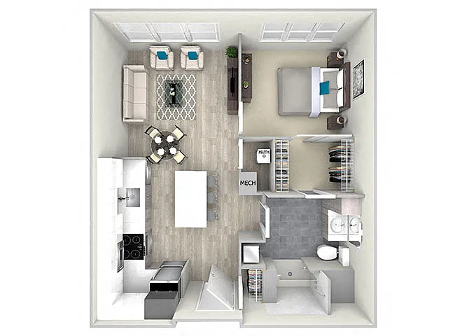 Floor plan 78aA1 One Bed One Bath