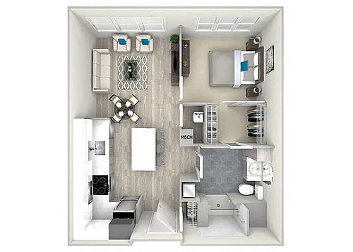 Floor plan 78aA1 One Bed One Bath
