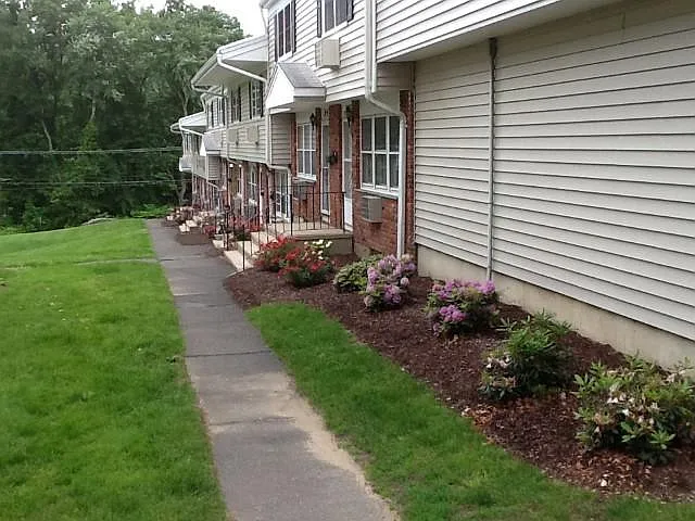 All homes face a large grass courtyard.