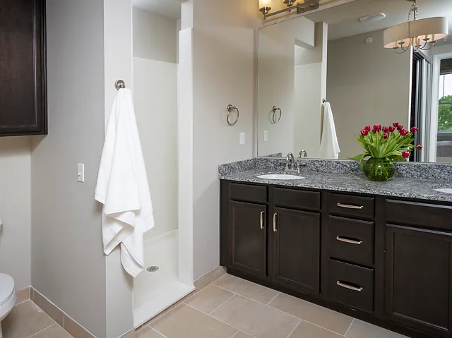 Bathroom with Cultured Marble Walk-in Shower