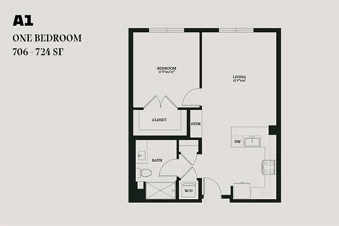 Floor plan Alba One Bedroom A1