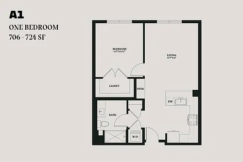 Floor plan Alba One Bedroom A1