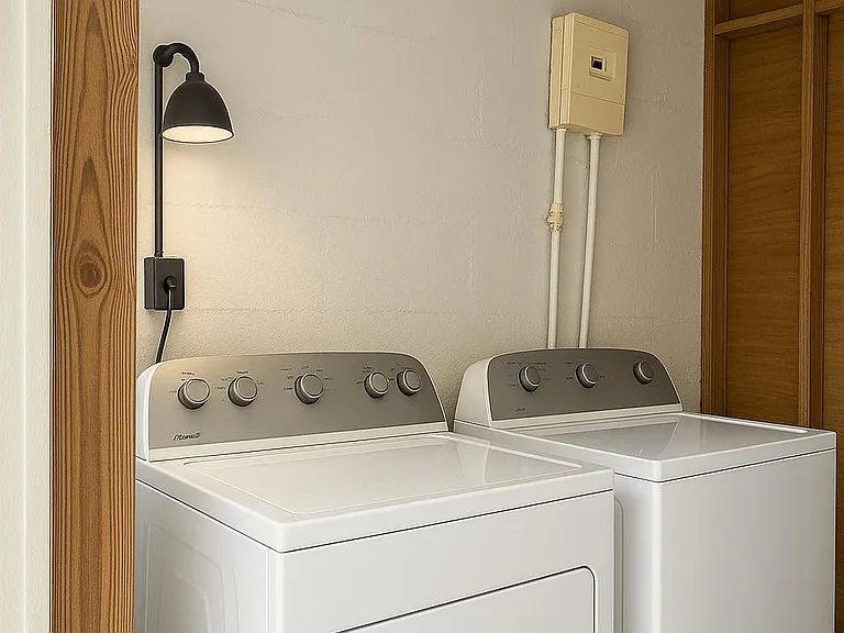 On site washer and dryer.