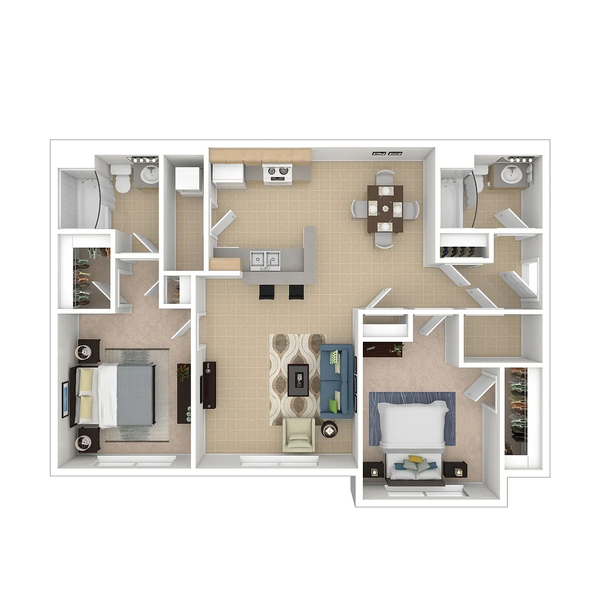Floor plan Two Bedroom Two Bathroom Market