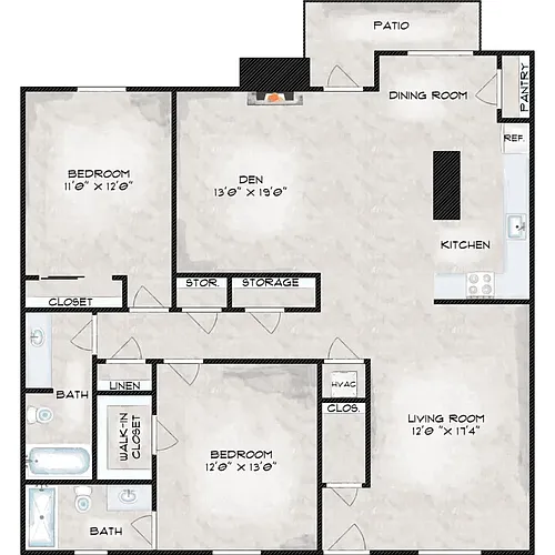 Floor plan Three Bedroom