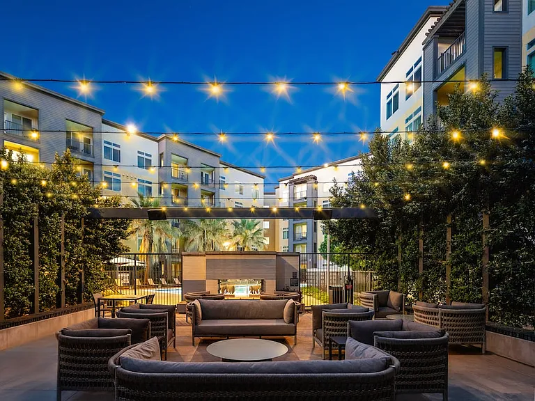 Phase II outdoor lounge with fire pit