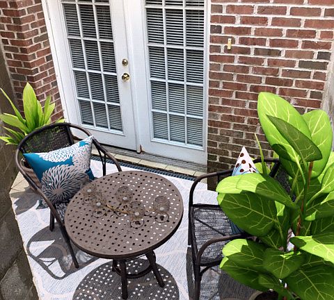 Private Rear Patio (Suite 401) 
French doors lead into living room of apartment. Peaceful & secluded outdoor space.