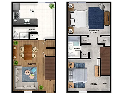 Floor plan 2Bed Townhouse