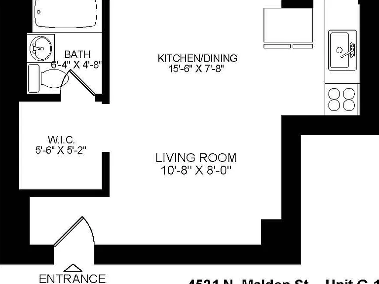 Apt. G1 Studio Floor Plan Apt. G1 Studio Floor Plan