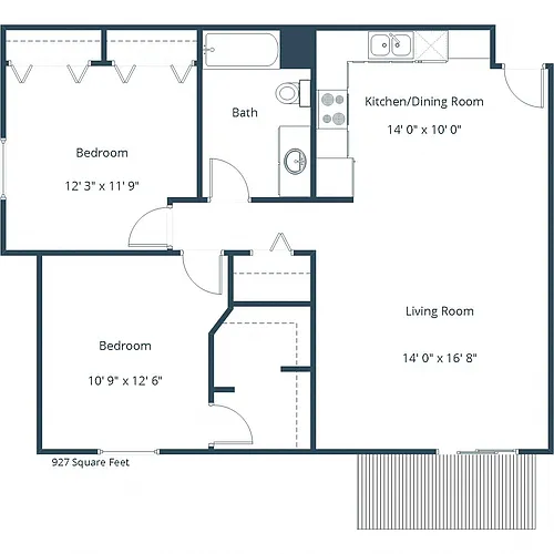 Floor plan Two Bedroom 21C
