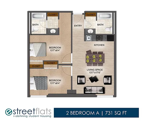 Floor plan 2 Bedroom A