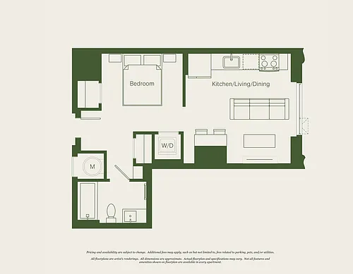 Floor plan Studio- 1 Bath | S03 - Reva