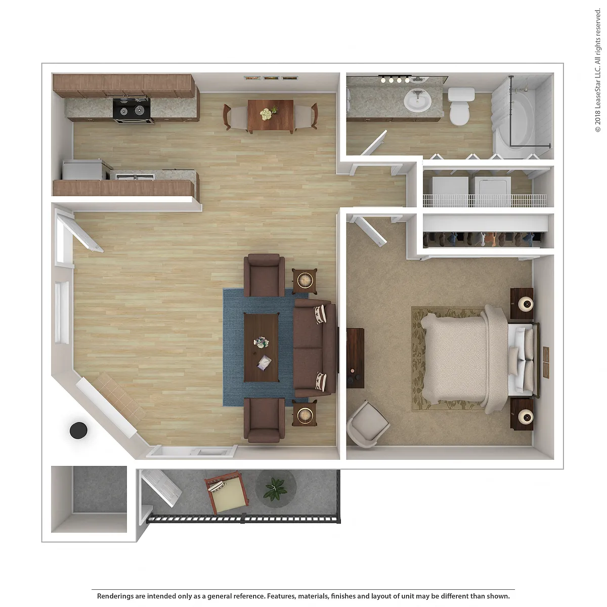 Floor plan 1 Bed, 1 Bath A1