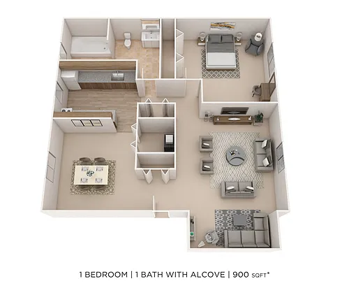 Floor plan One Bedroom- 900 sqft