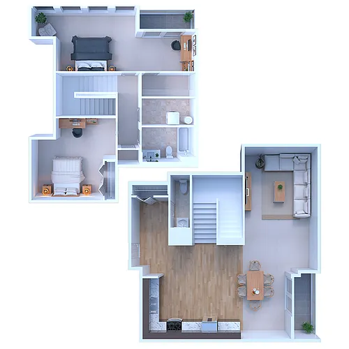 Floor plan 2 Bedroom/1.5 Bathroom penthouse