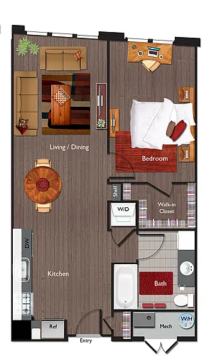 Floor plan One Bedroom/One Bathroom (A06)