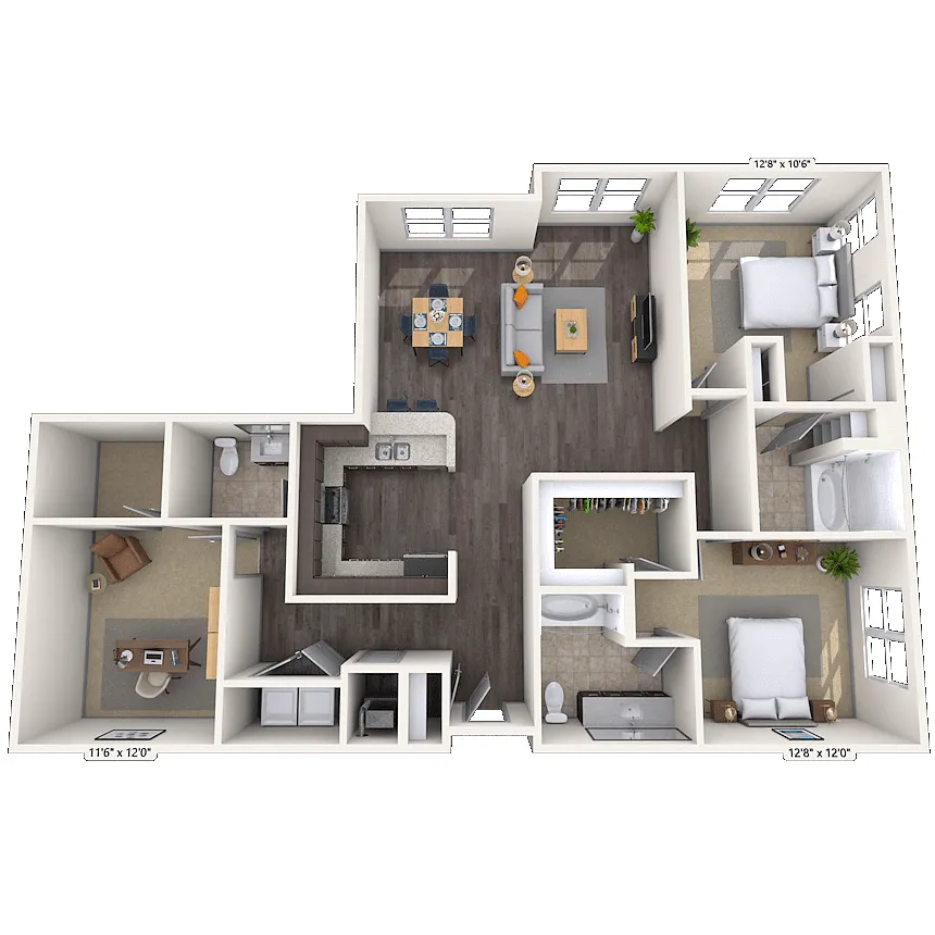 Floor plan Traditional 2x2.5 1501-1521 SF
