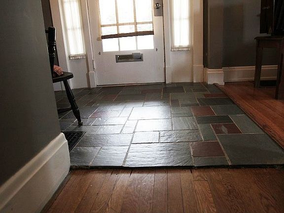 Stone flooring in entry way