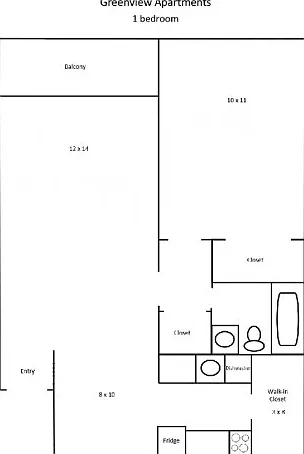 One bedroom, one bath floor plan One bedroom, one bath floor plan