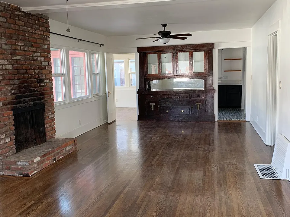 Dining Room with built-in and fan