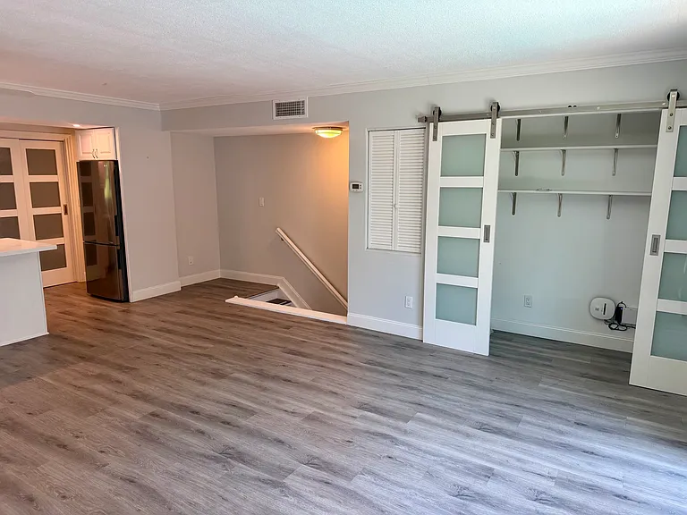 Open living area with built-in storage
