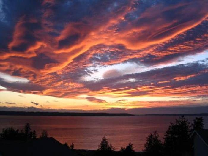 Sunset view from kitchen