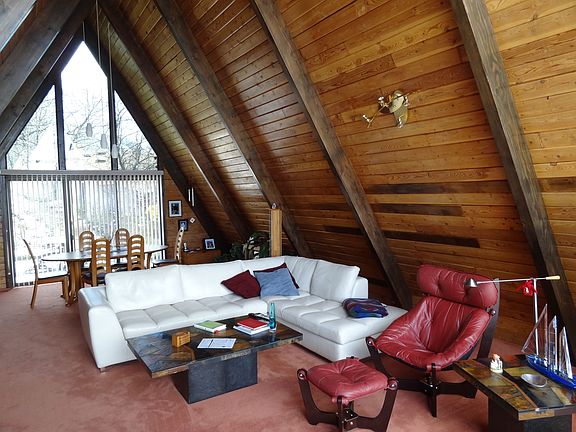 A Frame, living, dining