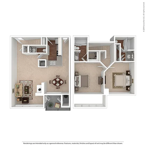Floor plan B4 TH - 2nd Bedroom is a Loft