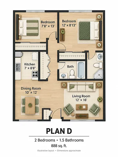 Floor plan 2 Bedroom 2 Bath