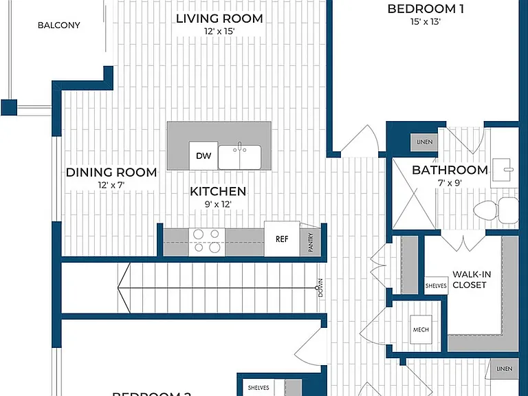 Floor Plan 2C | Seasons at Spring Street | Apartments in Mount Pleasant, WI Floor Plan 2C | Seasons at Spring Street | Apartments in Mount Pleasant, WI