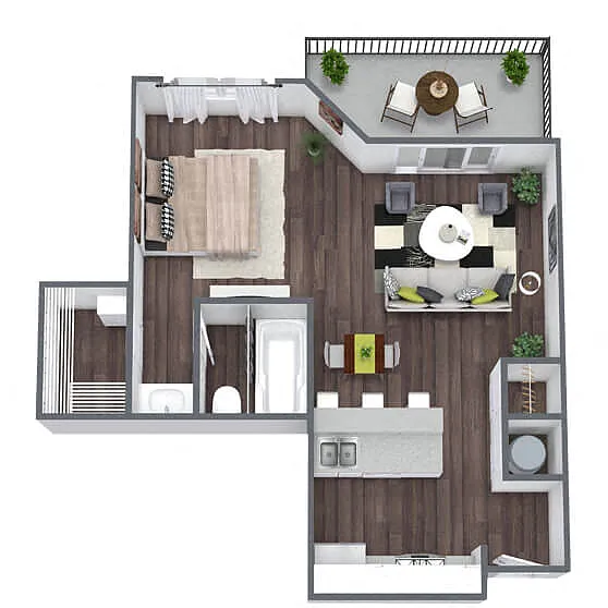 Floor plan S1: 0 Bed 1 Bath